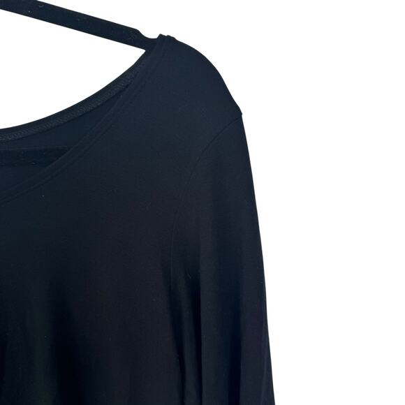 Eileen Fisher Tunic Top 3/4 Sleeve Round Neck Pullover Black Stretch Size Medium - Picture 3 of 7